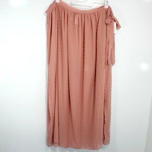Time and Tru Plus Size Swim Cover Up Skirt Pink Size 2x 3x Side Tie Sheer